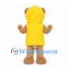 Bear Mascot Costume with Yellow Hooded Raincoat