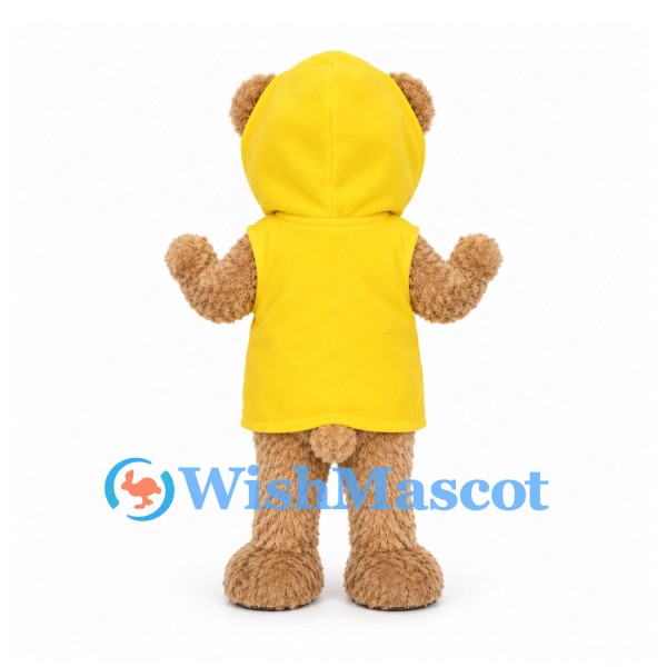 Bear Mascot Costume with Yellow Hooded Raincoat