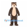 Bear Mascot Costume with Mottled Brown Fur and Cream Belly