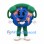 Globe Mascot Costume with Blue Earth Body and Green Telephone Receiver