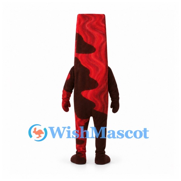 Log Monster Mascot Costume in Red and Brown with Smiling Face