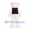 Polar Bear Mascot Costume with Black Vest and Striped Bow Tie