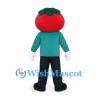 Tomato Mascot Costume with Teal Shirt and Black Pants