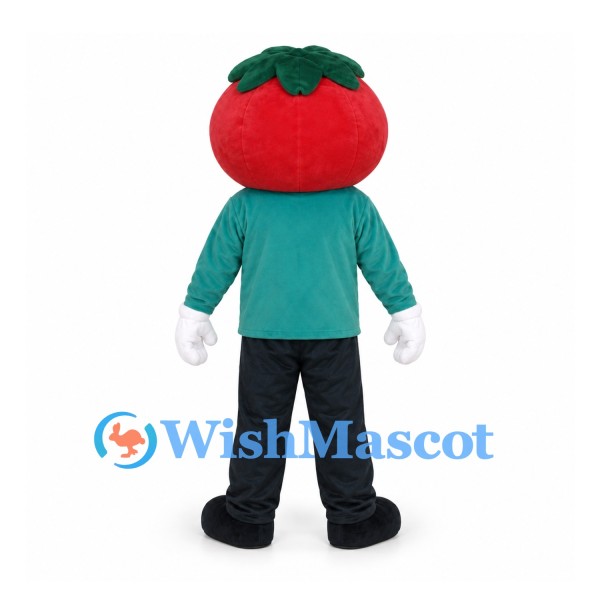 Tomato Mascot Costume with Teal Shirt and Black Pants