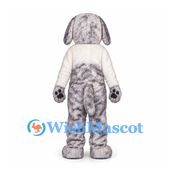 Dog Mascot Costume with Mottled Gray Fur and White Chest