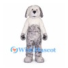 Dog Mascot Costume with Mottled Gray Fur and White Chest