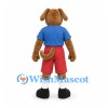 Dog Mascot Costume with Blue Shirt and Red Shorts
