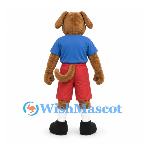 Dog Mascot Costume with Blue Shirt and Red Shorts