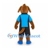 Dog Mascot Costume with Blue Sports Shirt and Black Shorts