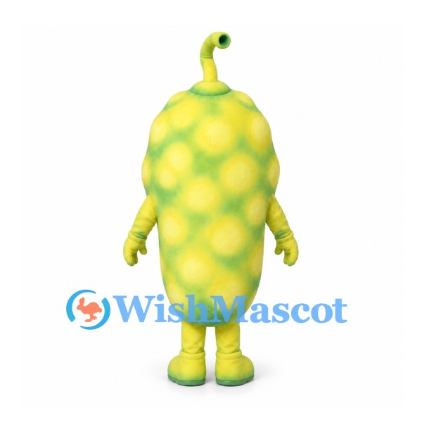 Germ Mascot Costume in Yellow Green with Spotted Body and Antenna