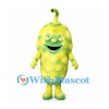 Germ Mascot Costume in Yellow Green with Spotted Body and Antenna