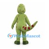 Dinosaur Mascot Costume in Green with Red Spots and Long Tail