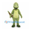 Dinosaur Mascot Costume in Green with Red Spots and Long Tail
