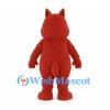 Monster Mascot Costume in Red with Pink Belly and Two Horns