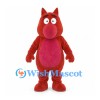 Monster Mascot Costume in Red with Pink Belly and Two Horns