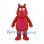 Monster Mascot Costume in Red with Pink Belly and Two Horns