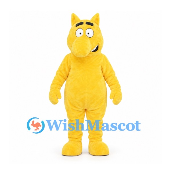 Monster Mascot Costume in Yellow with Long Nose and Pointed Ears