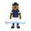 Beaver Mascot Costume with Blue Hat Navy Shirt and White Shorts