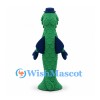 Seahorse Mascot Costume in Green with Blue Hat and Scale Details