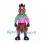 Horse Mascot Costume with Green and Pink Racing Shirt