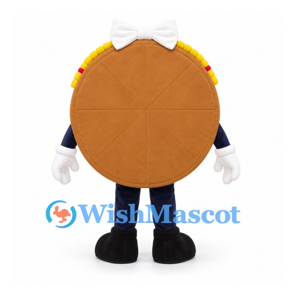 Coin Mascot Costume in Bronze with Building Relief and Smiling Face