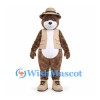 Explorer Bear Mascot Costume with Tan Hat and Beige Vest