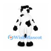 Cow Mascot Costume in Black and White with Shaggy Forelock