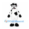 Cow Mascot Costume in Black and White with Shaggy Forelock