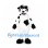 Cow Mascot Costume in Black and White with Shaggy Forelock