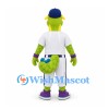 Dinosaur Mascot Costume in Green with Baseball Uniform and Blue Cap