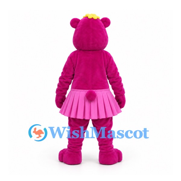 Bear Mascot Costume in Pink with Pleated Skirt