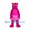 Bear Mascot Costume in Pink with Pleated Skirt