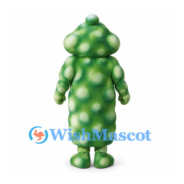 Germ Mascot Costume in Green with Rounded Spotted Body