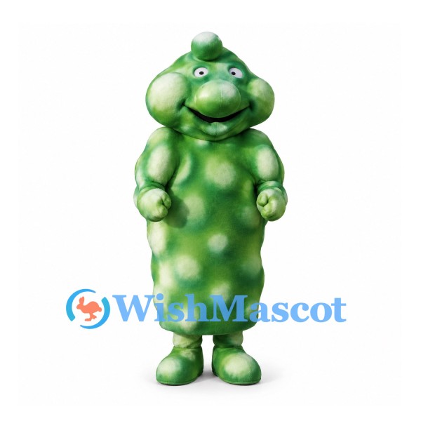 Germ Mascot Costume in Green with Rounded Spotted Body