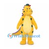 Dinosaur Mascot Costume in Yellow with Purple Spots and Back Spikes