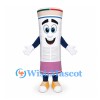 Newspaper Mascot Costume with Rolled White Body and Smiling Face