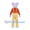 Mouse Mascot Costume in Lavender with Red Shirt and Yellow Plaid Pants