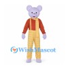 Mouse Mascot Costume in Lavender with Red Shirt and Yellow Plaid Pants
