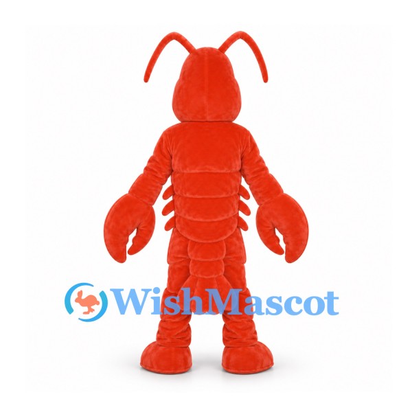 Lobster Mascot Costume in Orange with Large Claws and Long Antennae