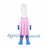 Superhero Tooth Mascot Costume with Black Outfit and Pink Cape