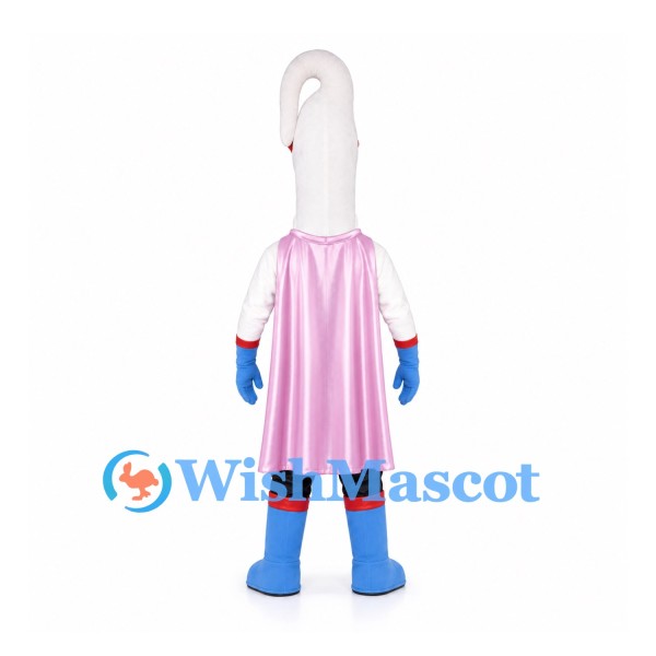 Superhero Tooth Mascot Costume with Black Outfit and Pink Cape