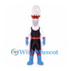 Superhero Tooth Mascot Costume with Black Outfit and Pink Cape