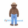 Cowboy Bear Mascot Costume with Tan Hat and Blue Jeans