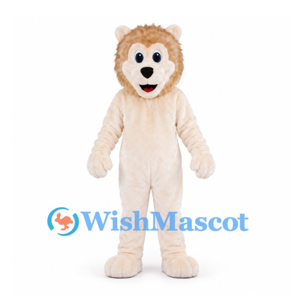 Lion Mascot Costume in Cream with Tan Mane