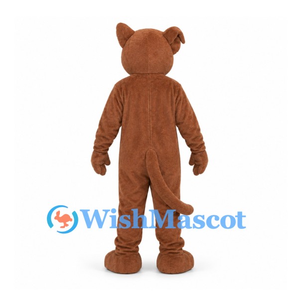 Cougar Mascot Costume in Brown with Cream Belly and Long Tail