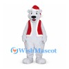 Christmas Polar Bear Mascot Costume with Red Santa Hat and Vest