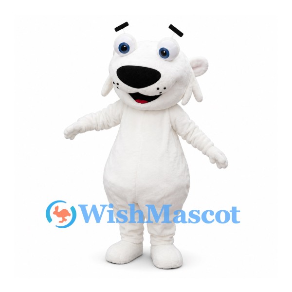 Polar Bear Mascot Costume in White with Large Black Nose