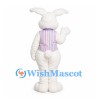Rabbit Mascot Costume in White with Pastel Striped Vest