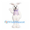 Rabbit Mascot Costume in White with Pastel Striped Vest
