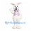 Rabbit Mascot Costume in White with Pastel Striped Vest